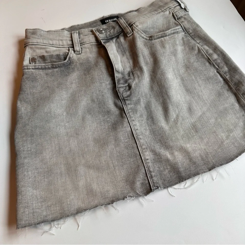 HUDSON Women's Vivid Denim Raw Hem Mini Skirt Gray SZ 25